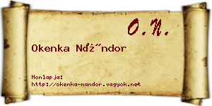 Okenka Nándor névjegykártya